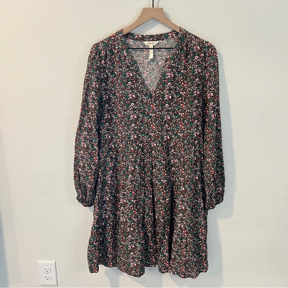 Matilda Jane Fabulously Floral Tiered Babydoll Dress Split V-Neck Long Sleeve‎ - Picture 1 of 10